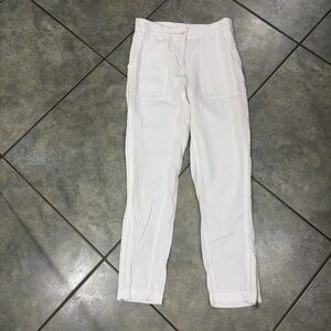 Trenery Pants Sz 4 Linen Blend White Pant Career Coastal Casual